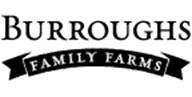 A black and white logo of burroughs family farm.